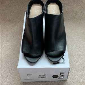 Bar III Leather Slide Heels - Black - Size 8